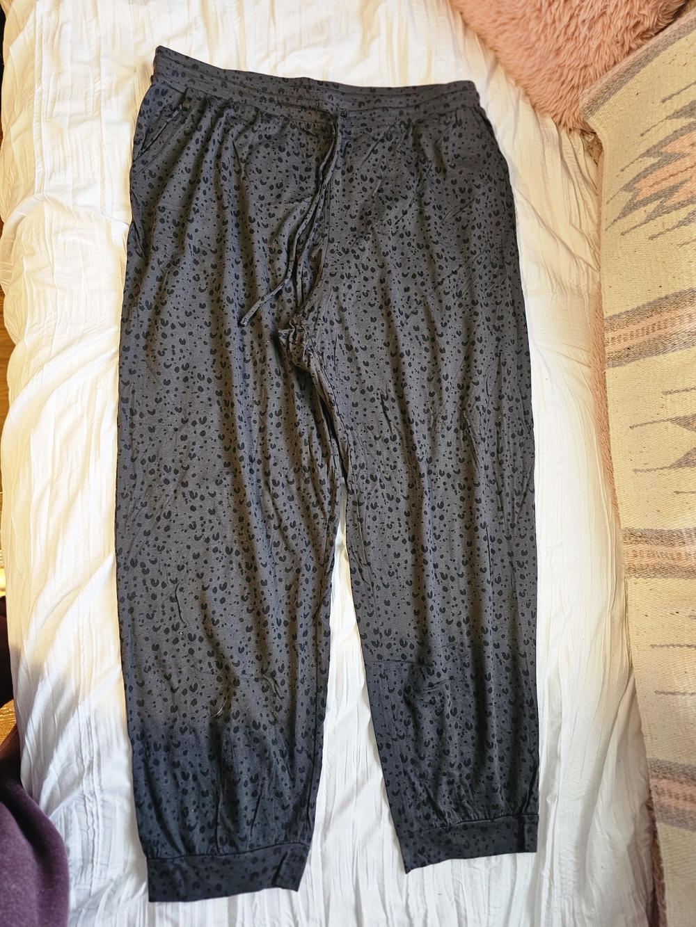 Gap Women's Black Speckled Joggers with Drawstring Waist
